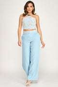 Halter Neck Crochet Top and Pants Set