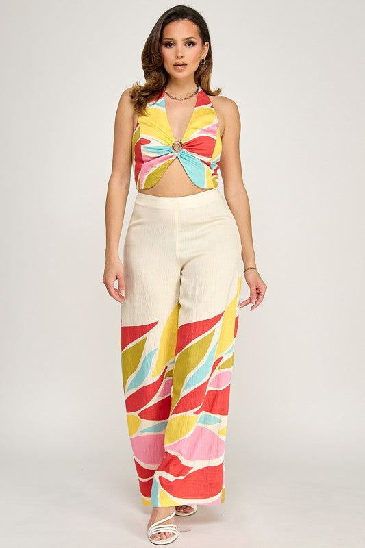 Tropical Halter Pants set