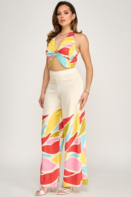Tropical Halter Pants set