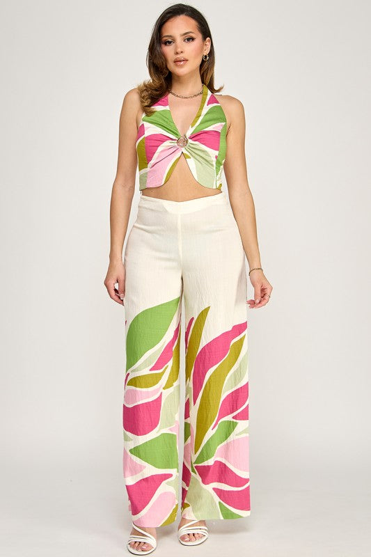 Tropical Halter Pants set