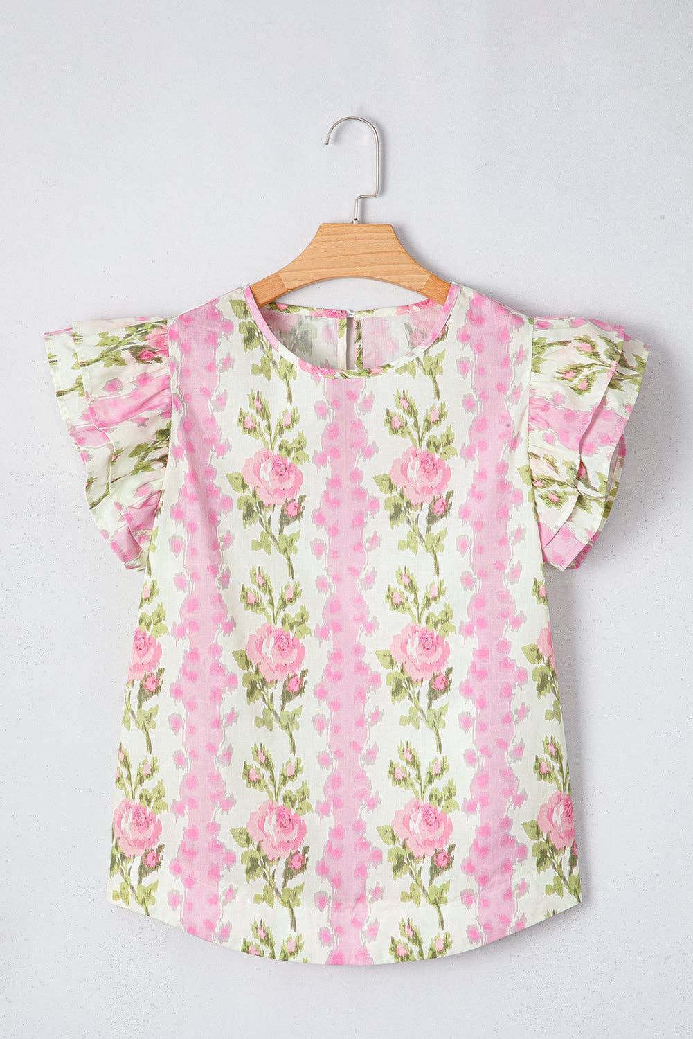 PRETTY BASH Floral Ruffle Short Sleeve Top