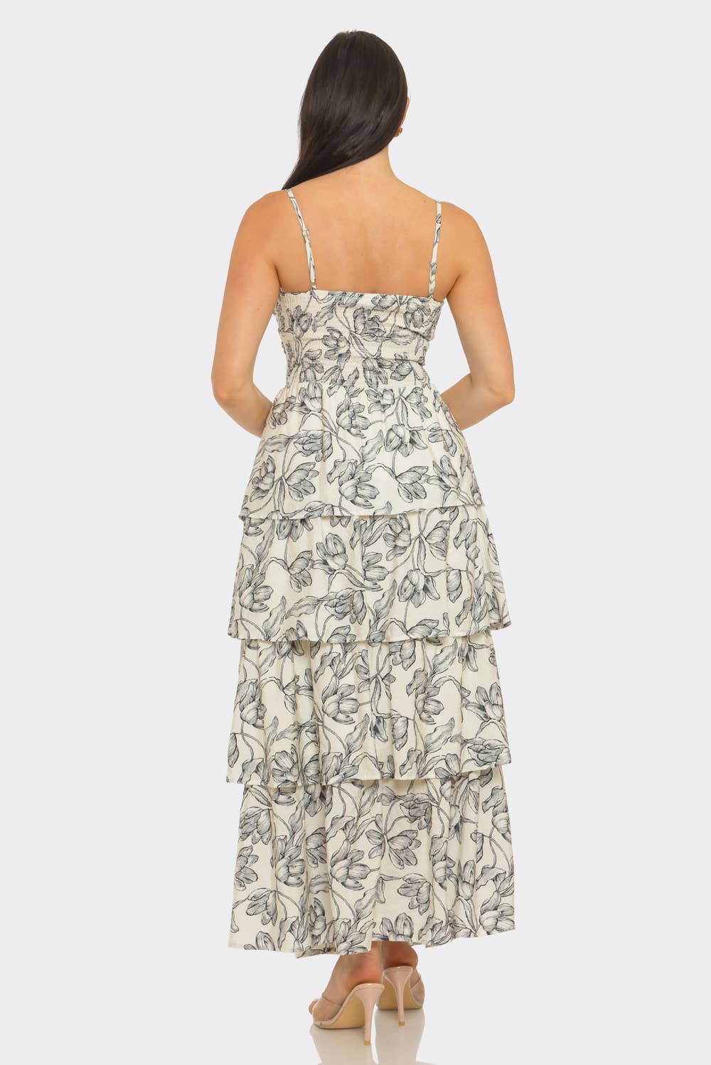 Floral Print Front Knot Tie Maxi Dress